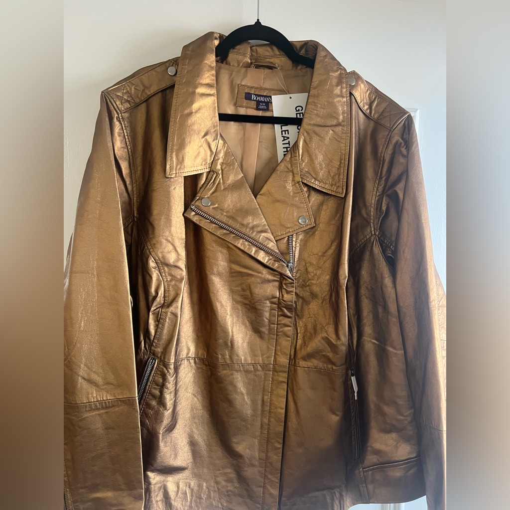 Roaman’s Genuine Leather Moto Jacket Nwt!! Size 34 Women’s